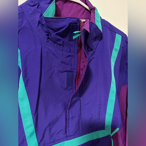 Vintage LL Bean Retro 90s Windbreaker Jacket Anorak Purple / Blue / Teal Large - Picture 3 of 5